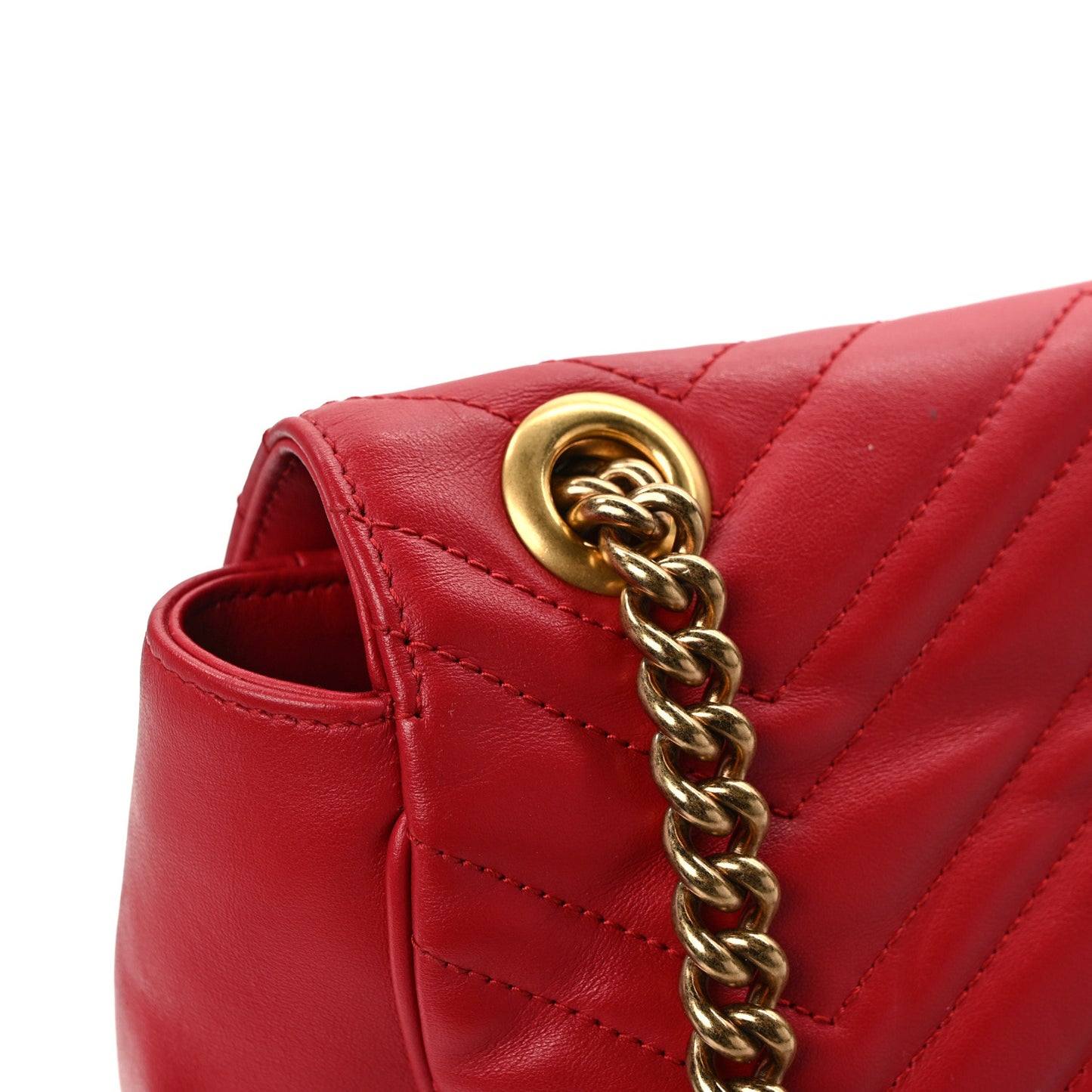 Calfskin Matelasse Large GG Marmont Shoulder Bag Hibiscus Red