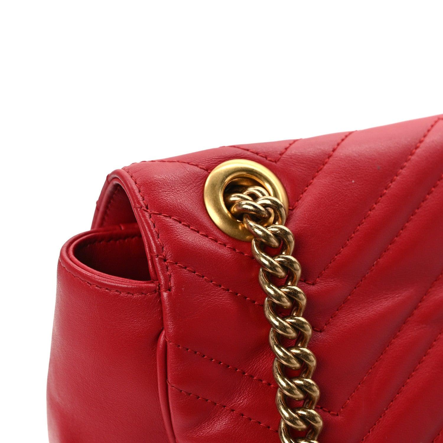 Gucci Calfskin Matelasse Large GG Marmont Shoulder Bag Hibiscus Red 14 of 15