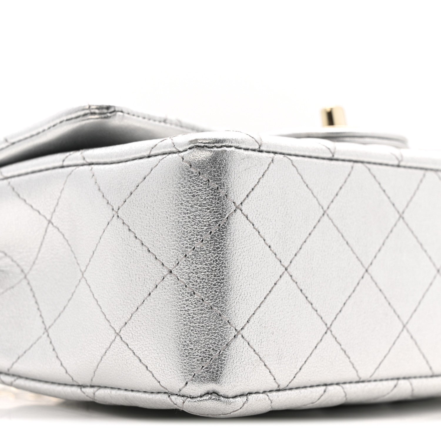 Chanel Metallic Calfskin Quilted Mini Rectangular Flap Silvery 9 of 13