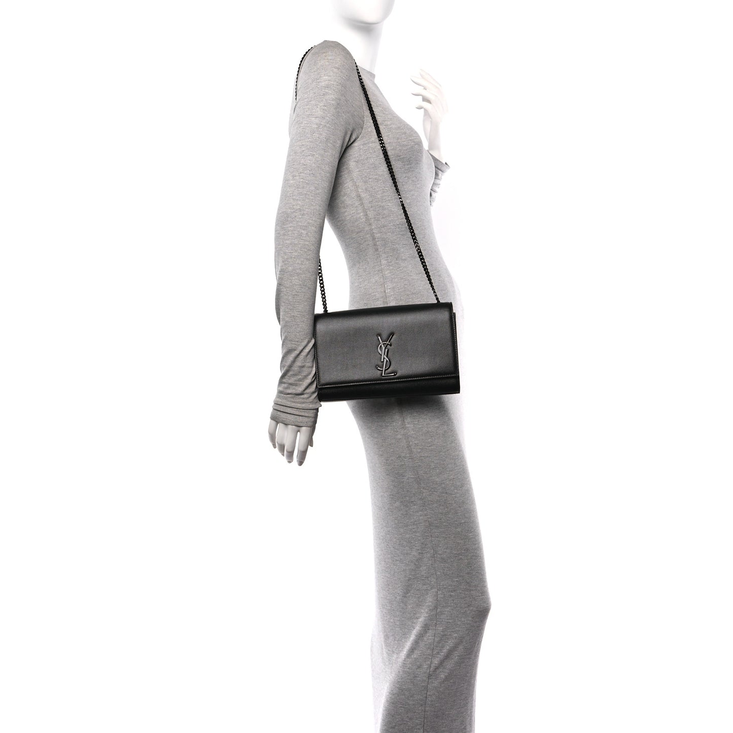 Grain De Poudre Medium Classic Monogram Monochrome Kate Satchel Black