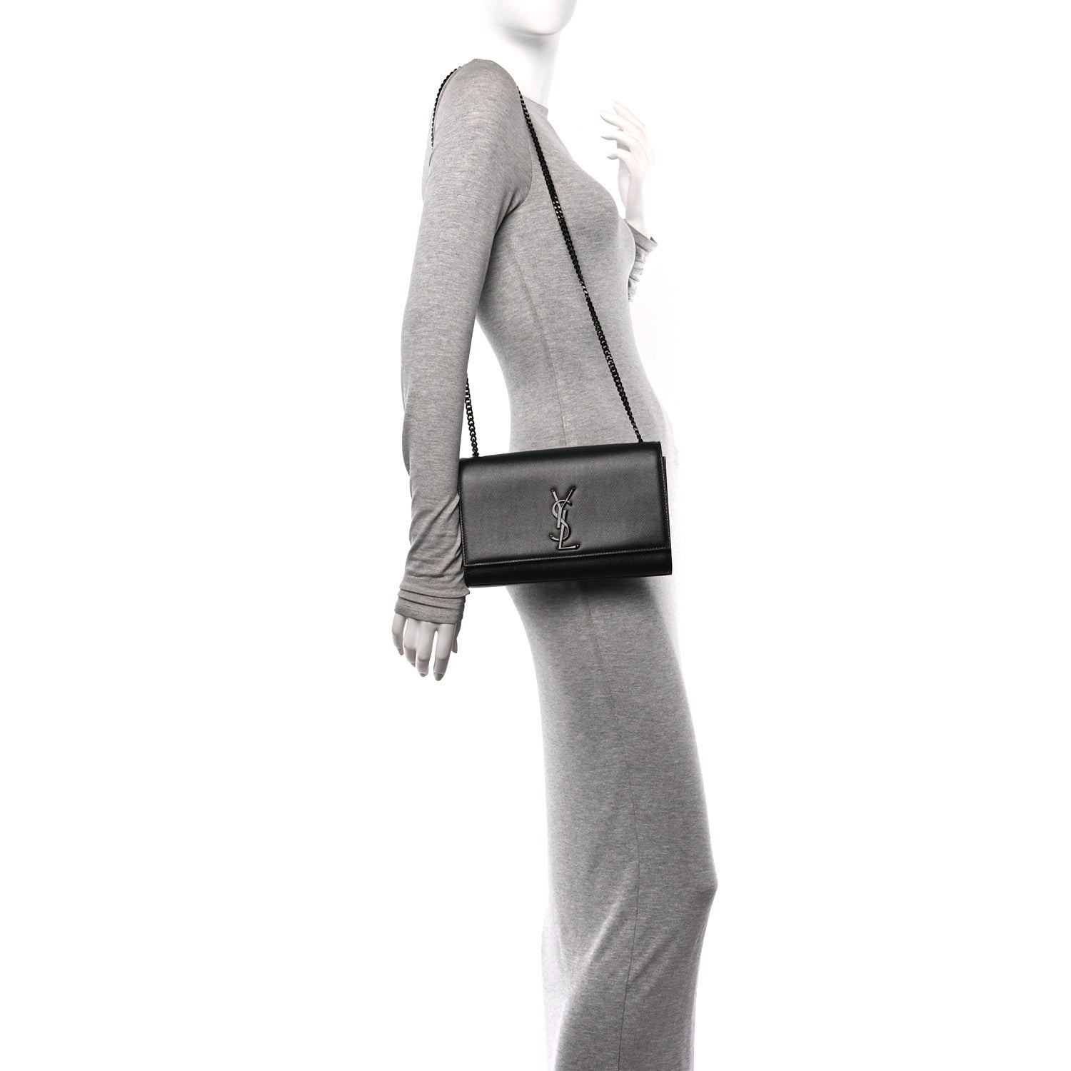 Saint Laurent Grain De Poudre Medium Classic Monogram Monochrome Kate Satchel Black 2 of 11
