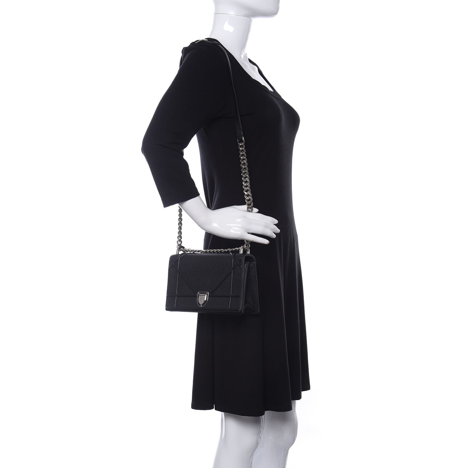 Christian Dior Grained Calfskin Small Diorama Flap Bag Black 2 of 16