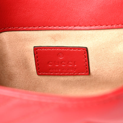 Gucci Calfskin Matelasse Super Mini GG Marmont Shoulder Bag Hibiscus Red 6 of 11