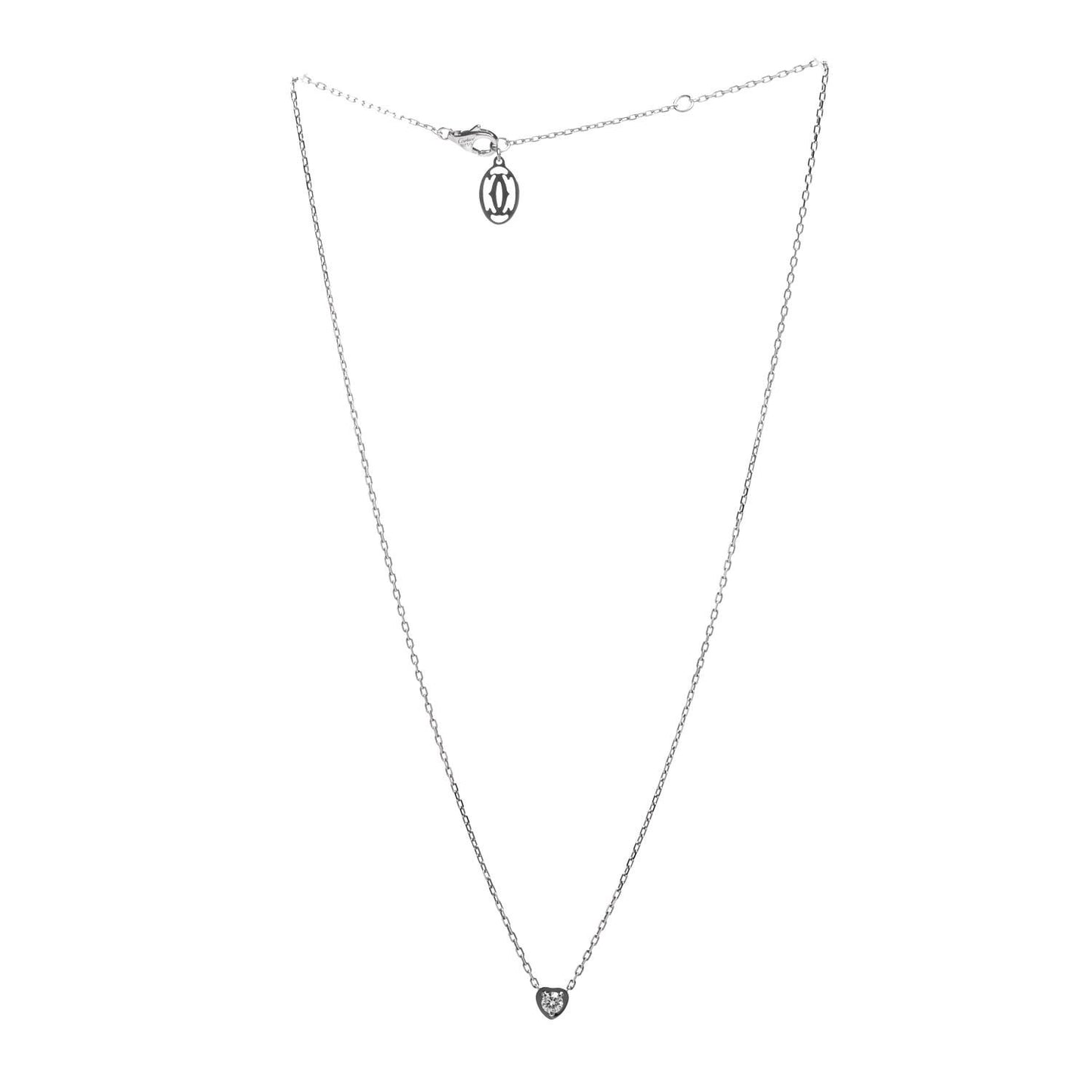18K White Gold Diamond D'Amour Heart Pendant Necklace