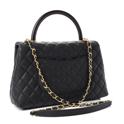 Chanel Caviar Lizard Embossed Quilted Small Coco Handle Flap Black 3 of 11