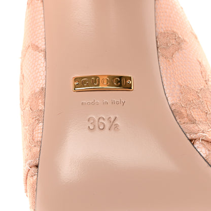 Gucci Satin Lace Rose Flower Shawana High Heel Slide Sandals 36.5 Spring Rose Pale Rose 6 of 12