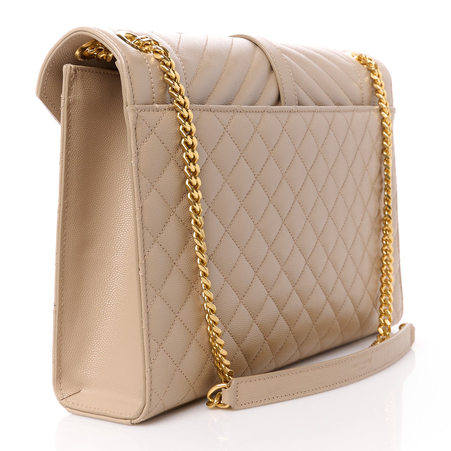 Grain De Poudre Mixed Matelasse Large Triquilt Monogram Satchel Dark Beige