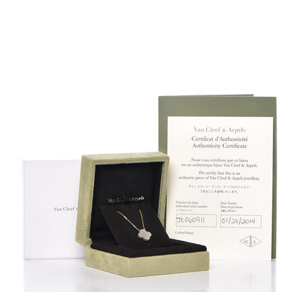 Van Cleef & Arpels 18K Yellow Gold Mother of Pearl Vintage Alhambra Pendant Necklace 8 of 8