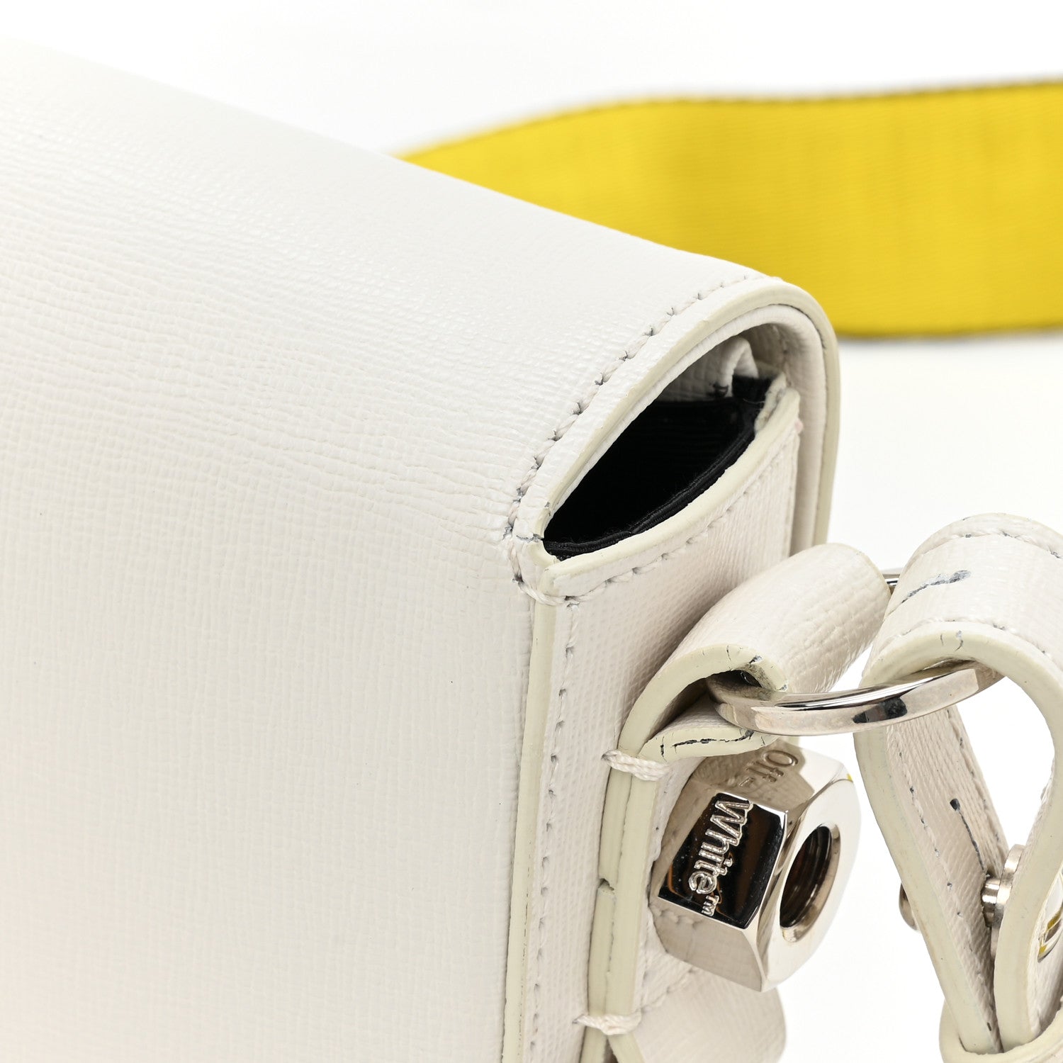 Off-White Saffiano Striped Mini Diag Binder Clip Bag White Black Yellow 12 of 14