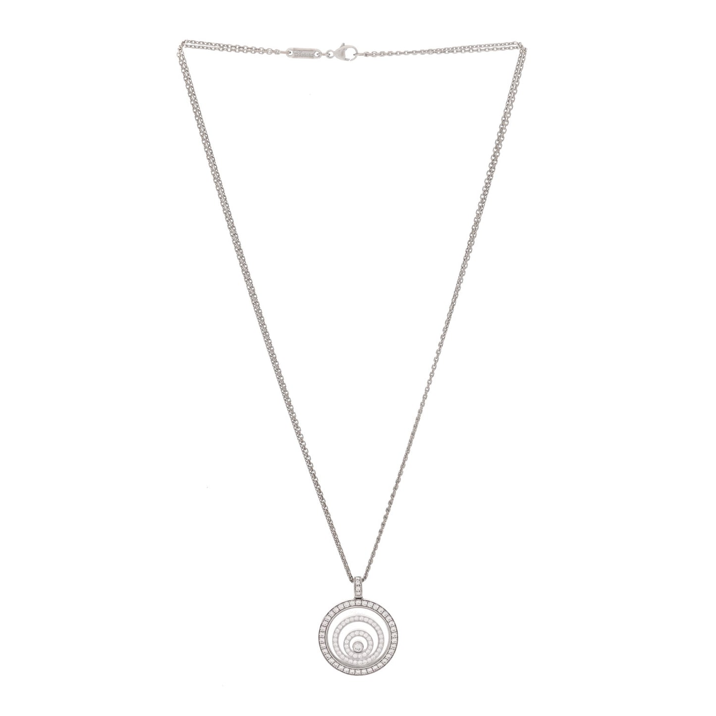 18K White Gold Diamond Happy Spirit Three-Ring Pendant Necklace