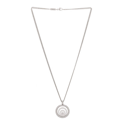 Chopard 18K White Gold Diamond Happy Spirit Three-Ring Pendant Necklace 3 of 8