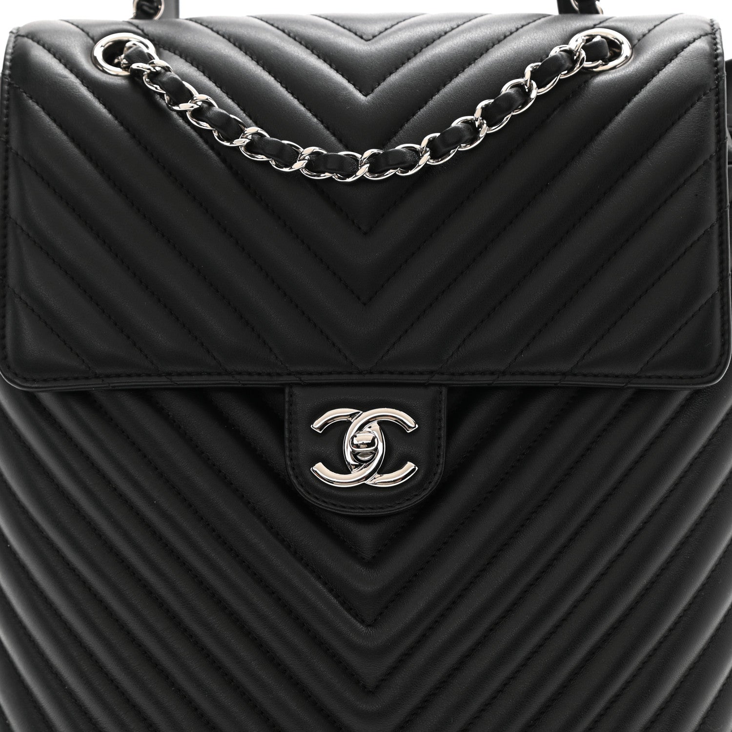 Chanel Calfskin Chevron Quilted Large Urban Spirit Backpack Black 7 of 7