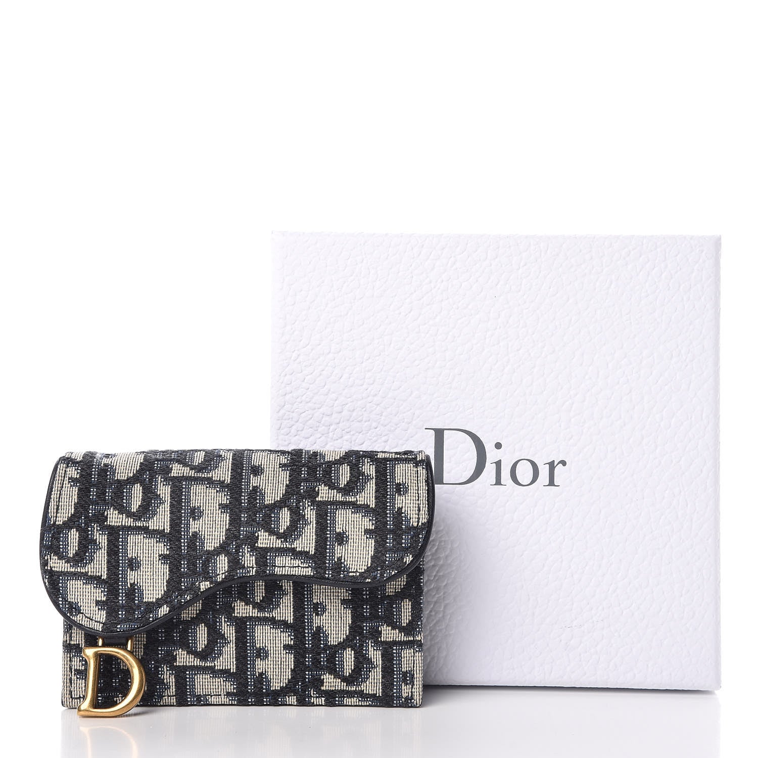 Christian Dior Oblique Saddle Card Holder Blue 10 of 10