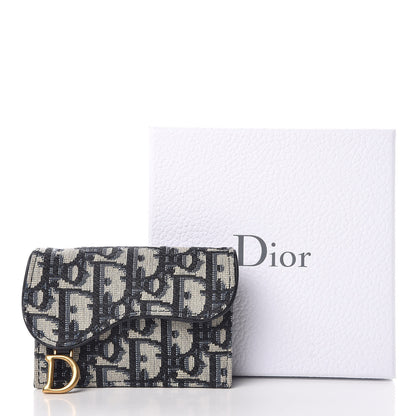 Christian Dior Oblique Saddle Card Holder Blue 10 of 10