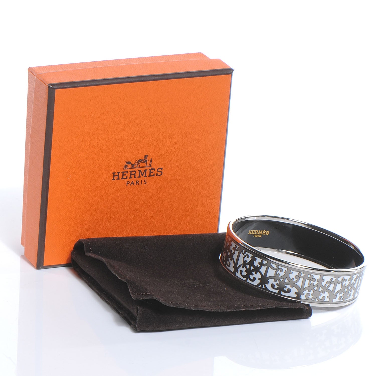 Hermes Enamel Printed Wide Balcons du Guadalquivir Bracelet 65 Silver 5 of 5