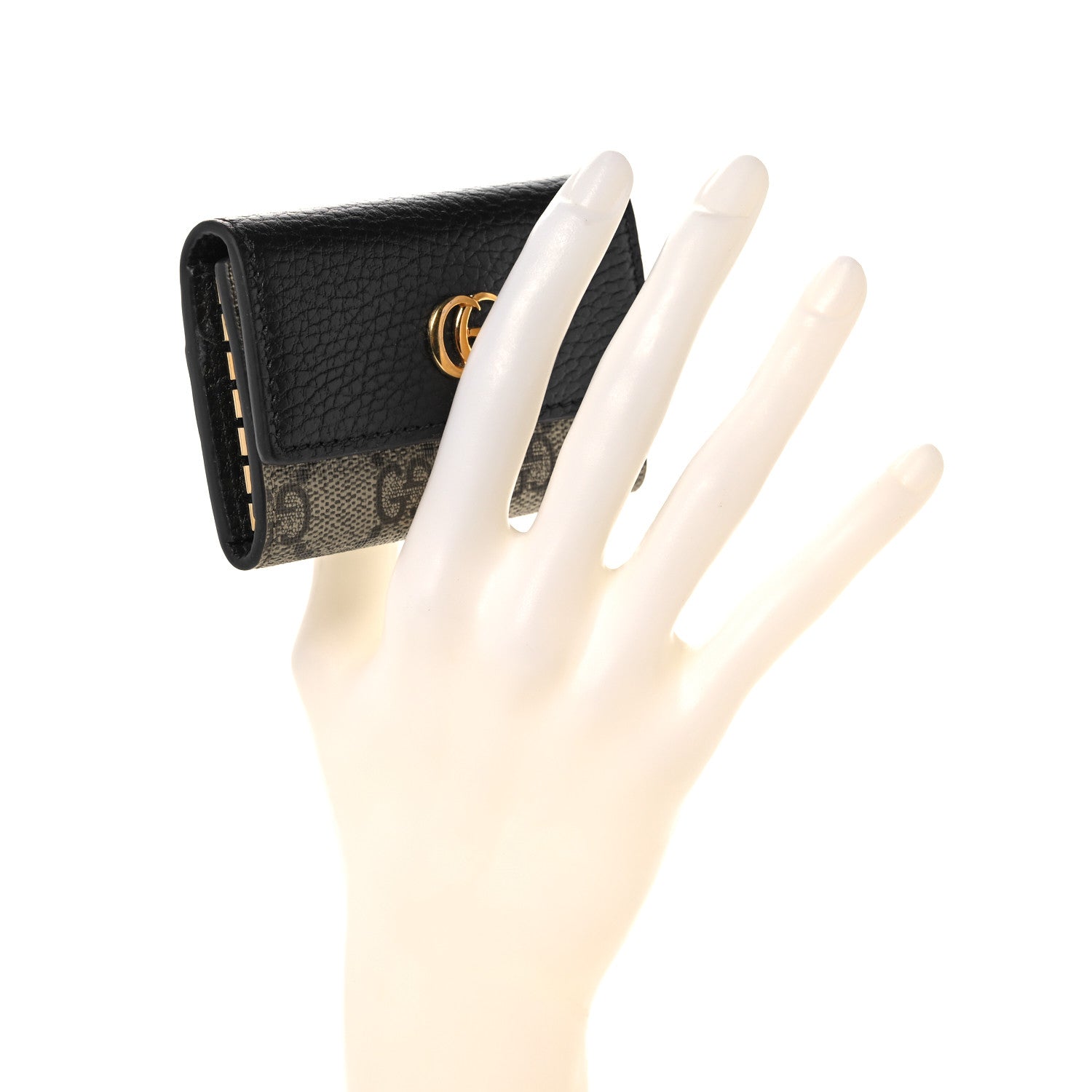 Gucci Dollar Calfskin GG Supreme Monogram GG Marmont 6 Key Holder Case Black Beige Ebony 2 of 11