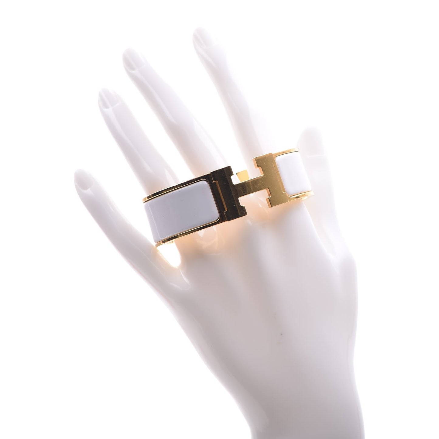 Enamel Wide Clic Clac H Bracelet GM White