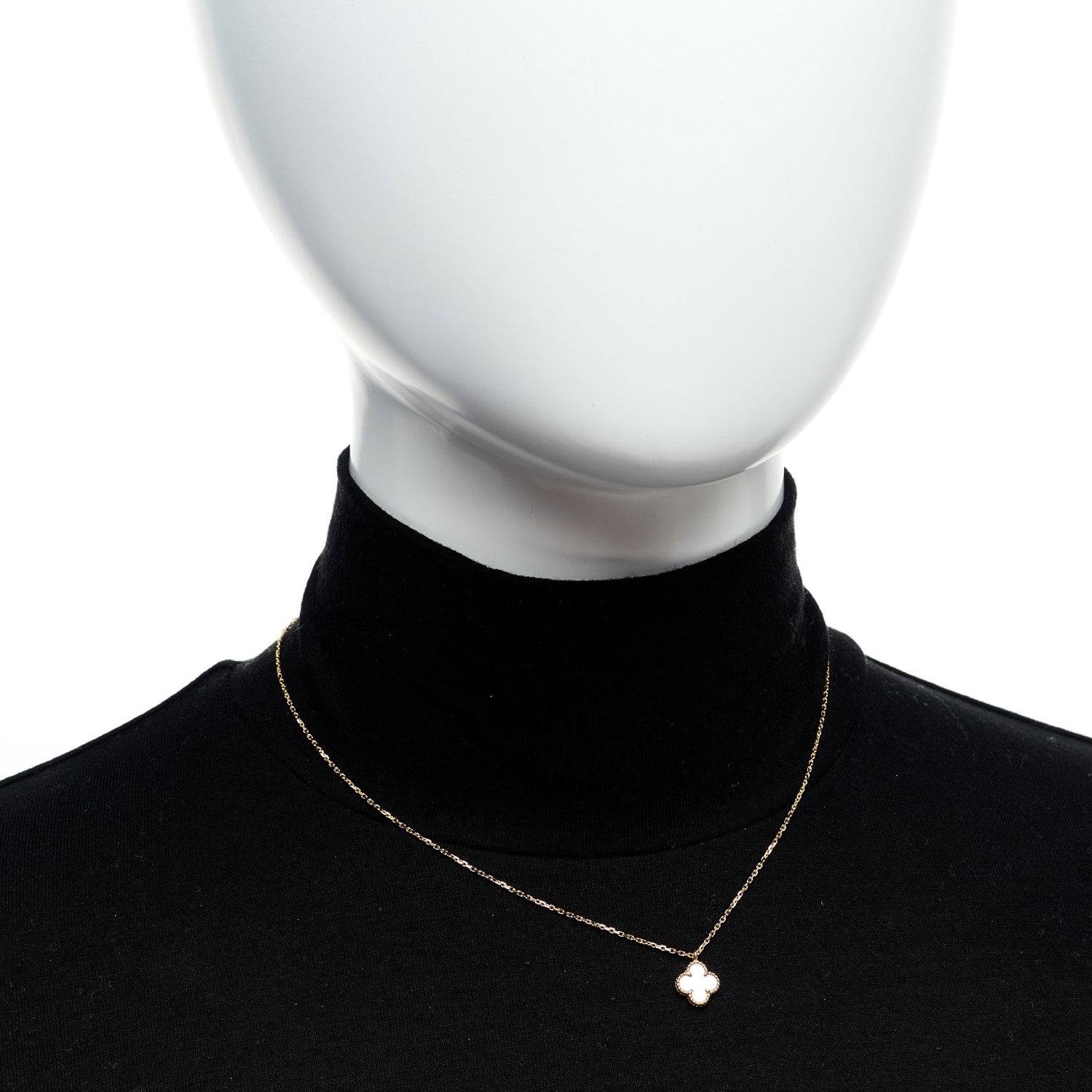 Van Cleef & Arpels 18K Yellow Gold Mother of Pearl Sweet Alhambra Pendant Necklace 2 of 6