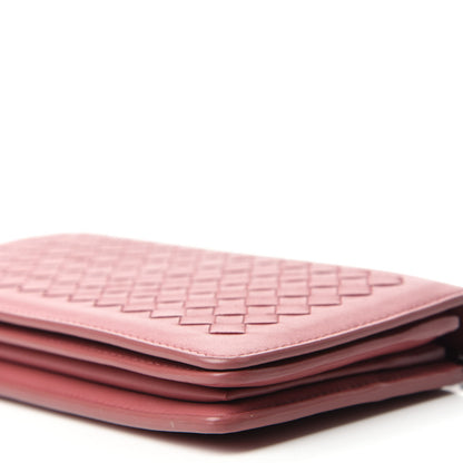 Bottega Veneta Nappa Intrecciato Continental Wallet on Chain Rose Pink 7 of 14