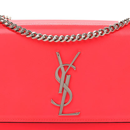 Saint Laurent Patent Grain de Poudre Small Monogram Kate Satchel Neon Pink 7 of 9