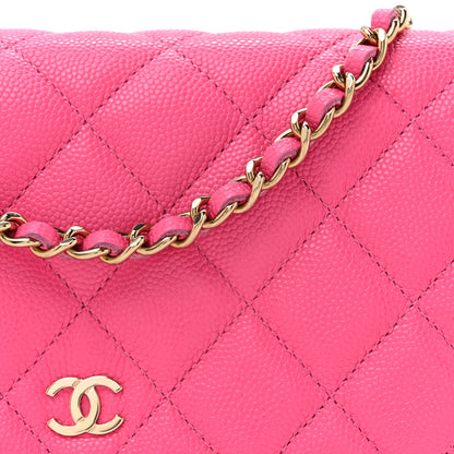 Chanel Caviar Quilted Wallet on Chain WOC Dark Pink 9 of 12