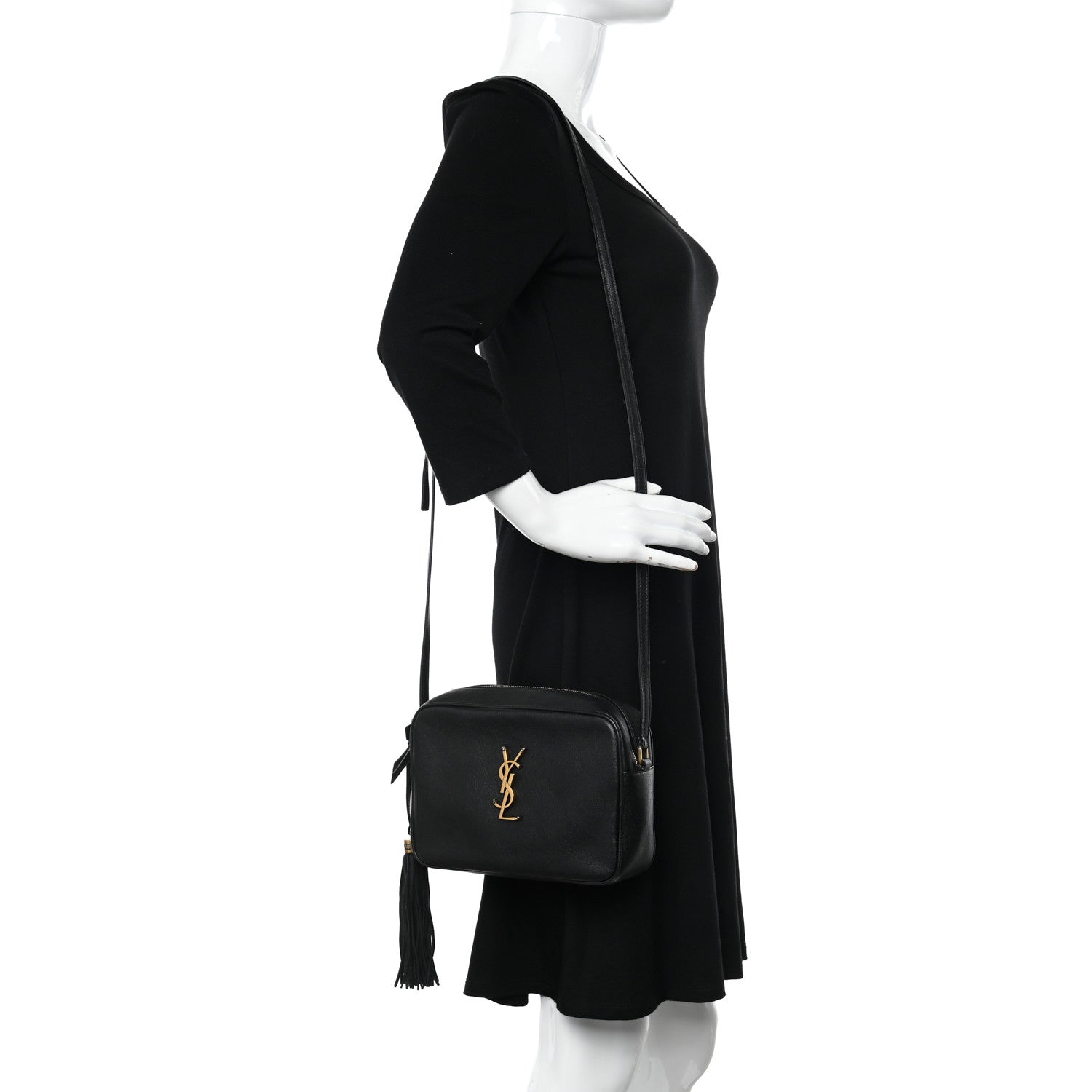 Saint Laurent Lambskin Monogram Small Lou Camera Bag Black 2 of 13