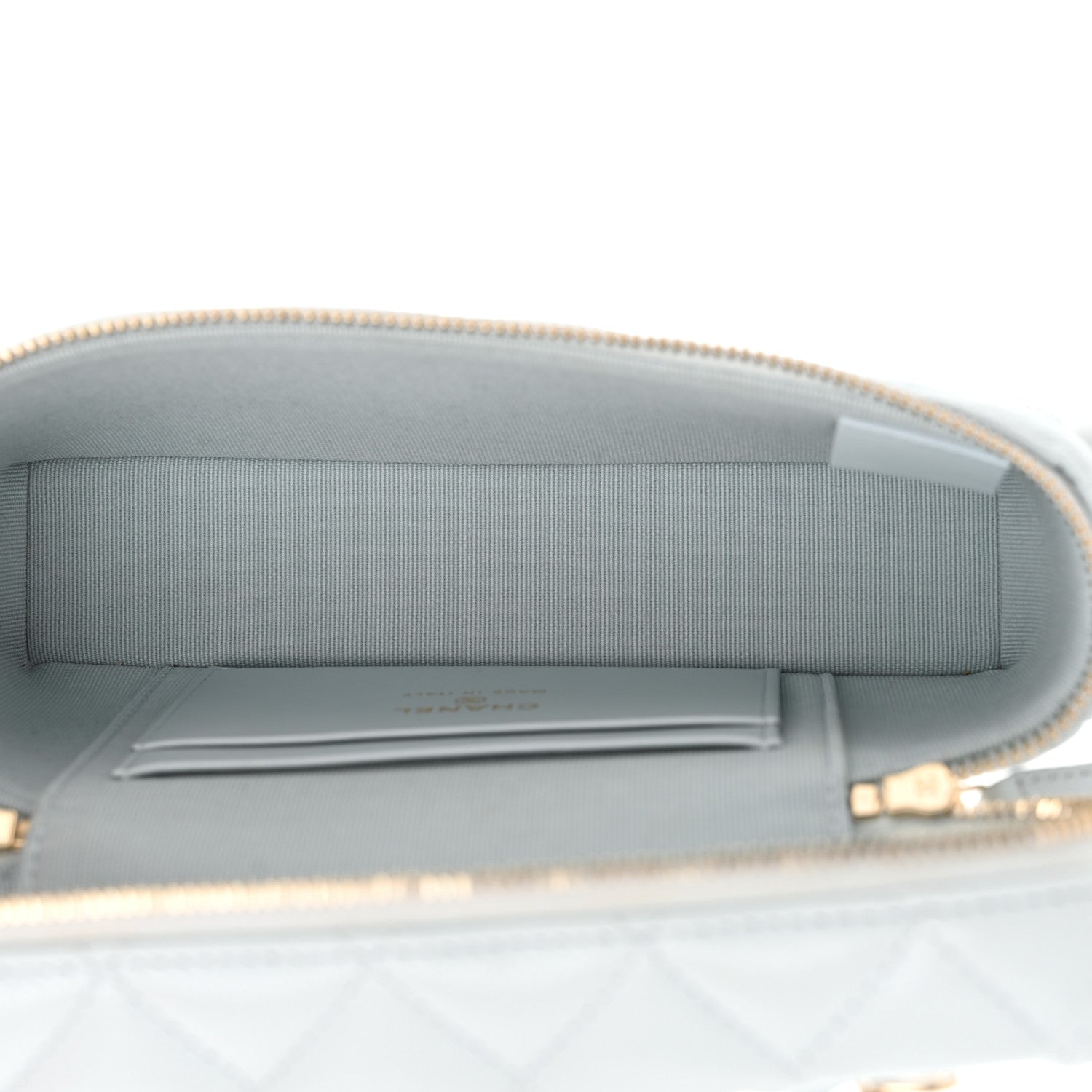 Chanel Caviar Quilted Top Handle Slim Vanity With Chain Light Blue 5 of 11