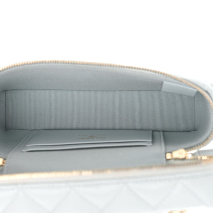 Chanel Caviar Quilted Top Handle Slim Vanity With Chain Light Blue 5 of 11