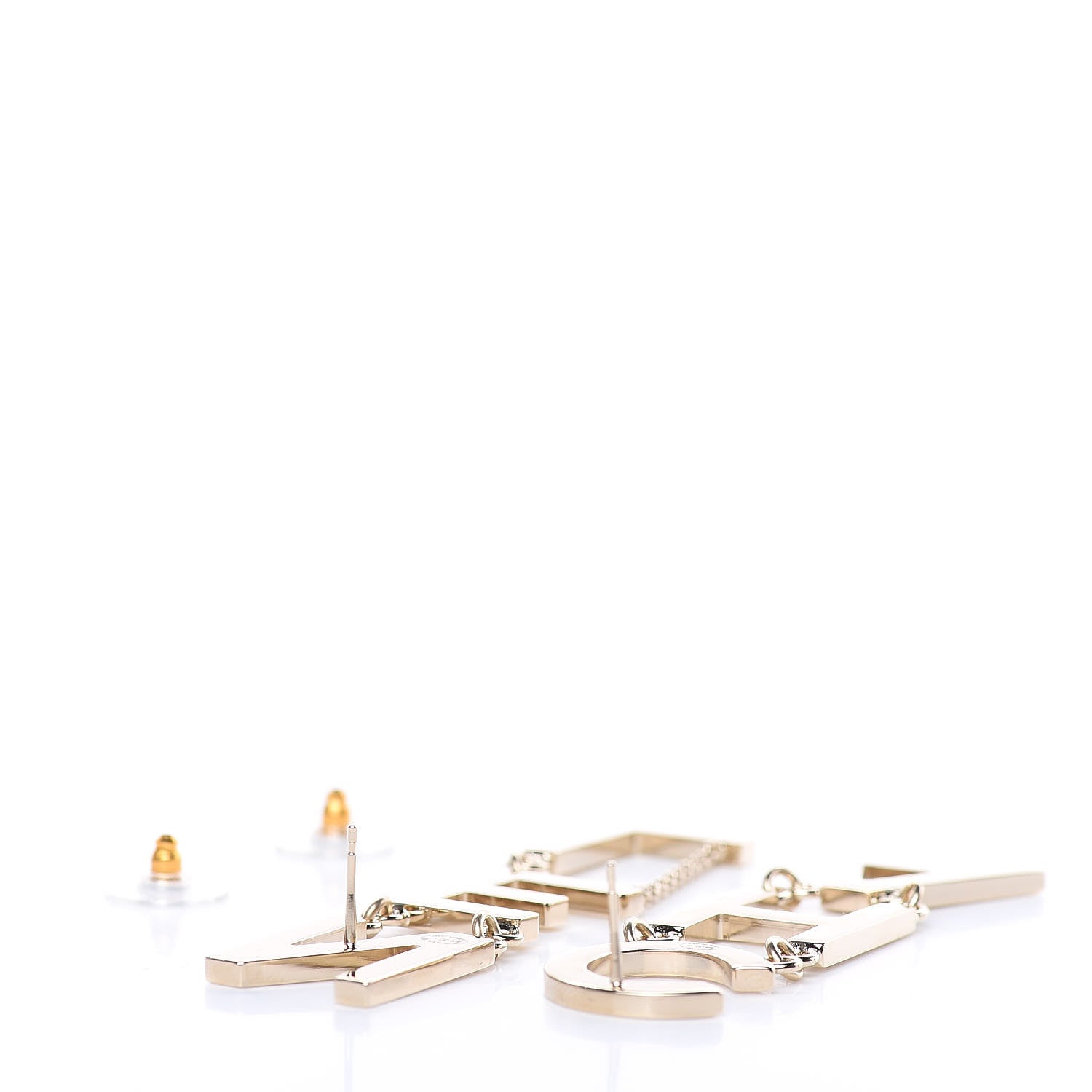 Chanel Metal Cha-Nel Logo Drop Earrings Gold 4 of 5