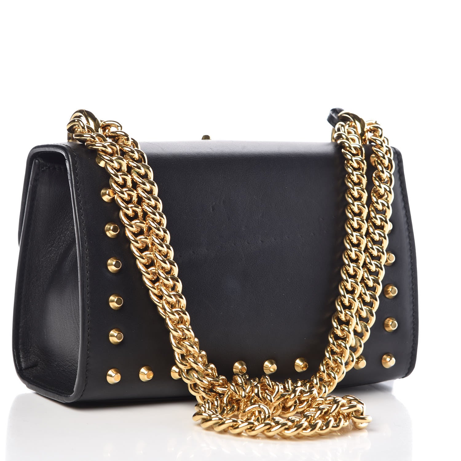 Gucci Calfskin Studded Small Padlock Shoulder Bag Black 3 of 9