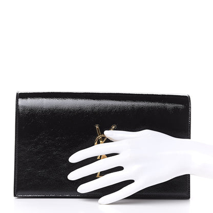Saint Laurent Textured Patent Classic Kate Monogram Clutch Black 2 of 8