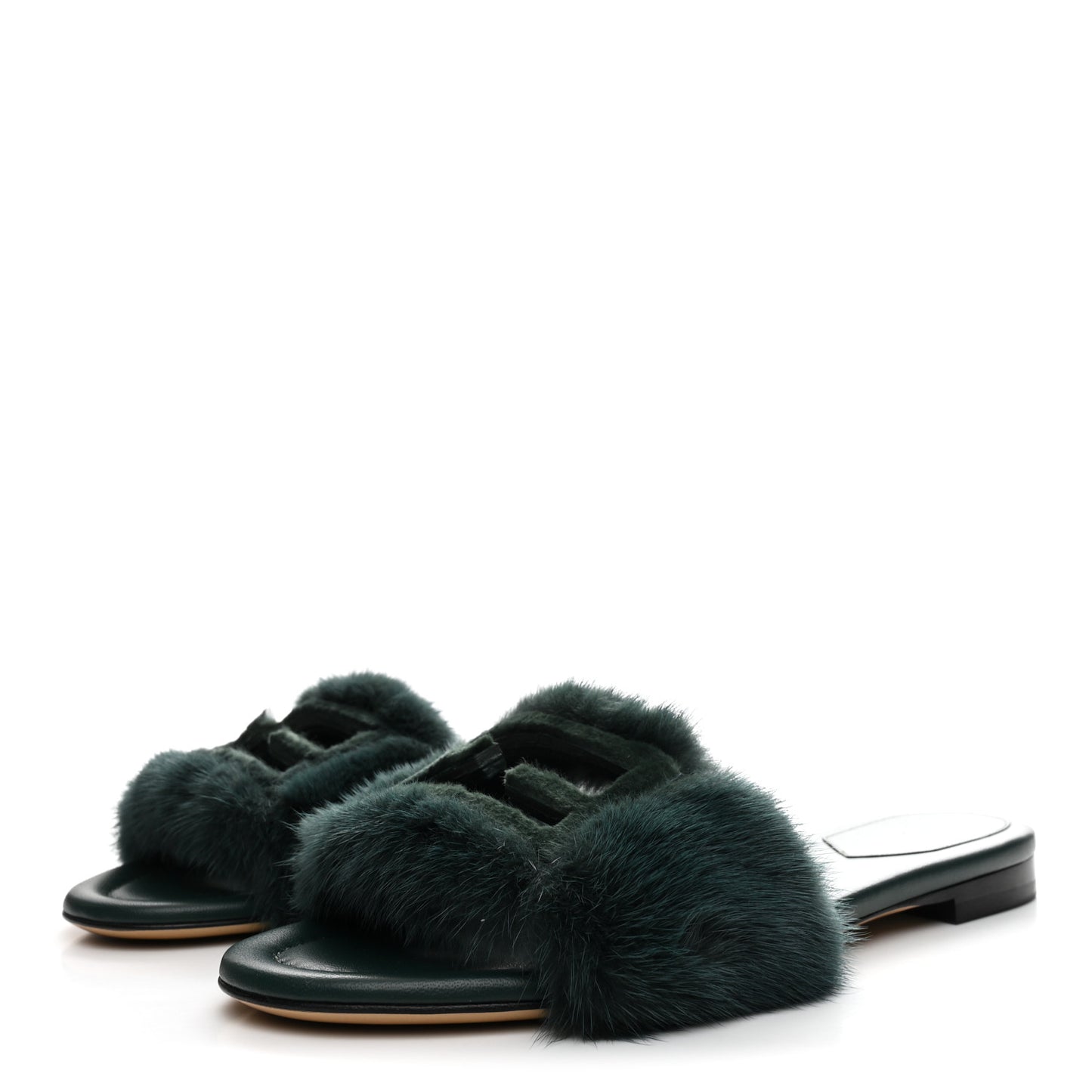 Mink FF Baguette Slide Sandals 38 Salvia