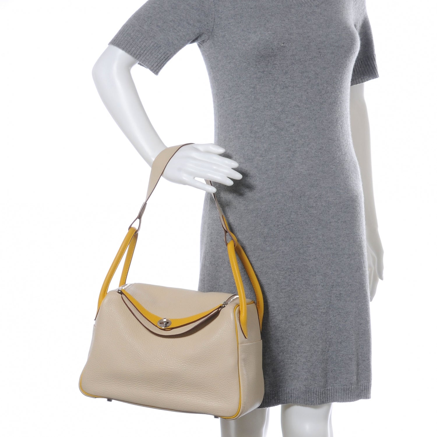 Hermes Taurillon Clemence Lindy 30 Parchemin and Soleil 2 of 7