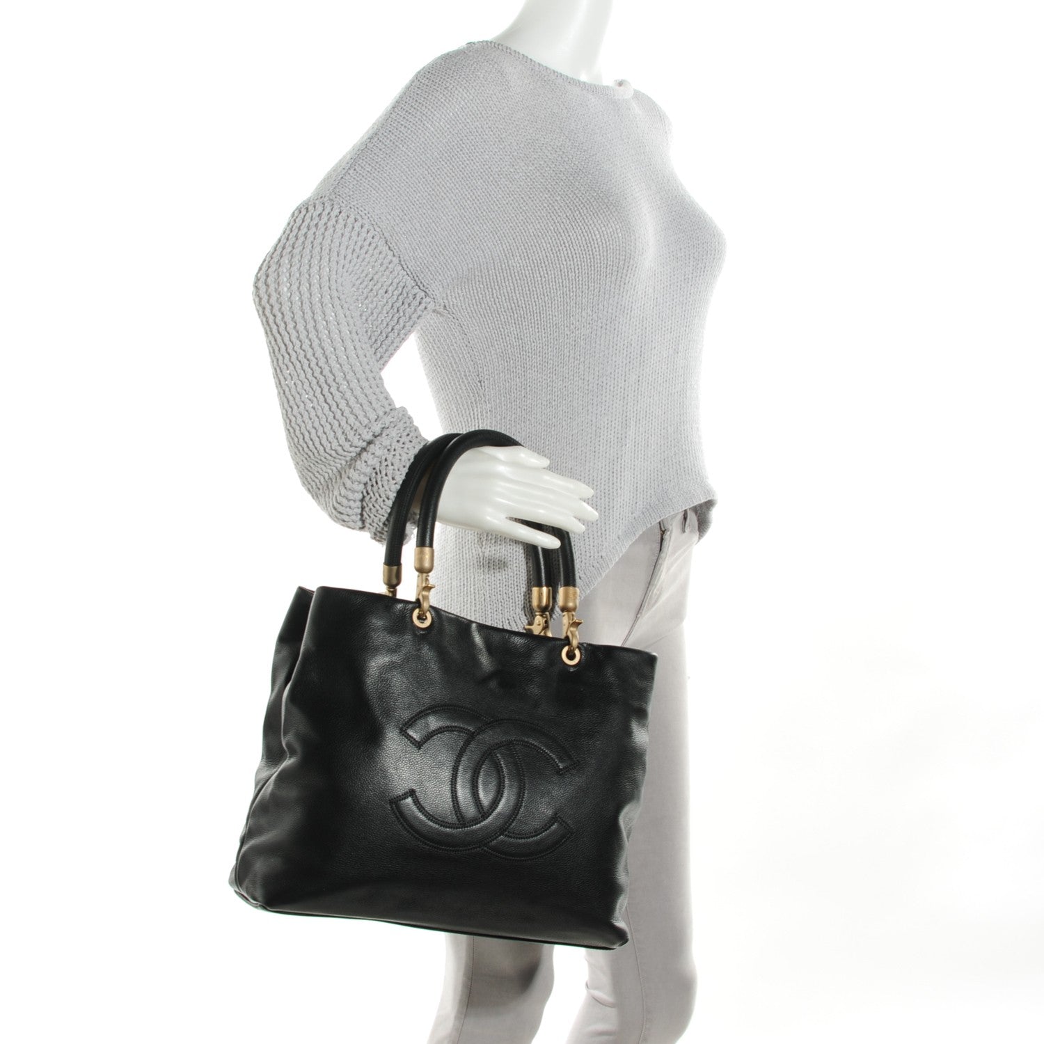 Chanel Deerskin CC Tote Black 2 of 8