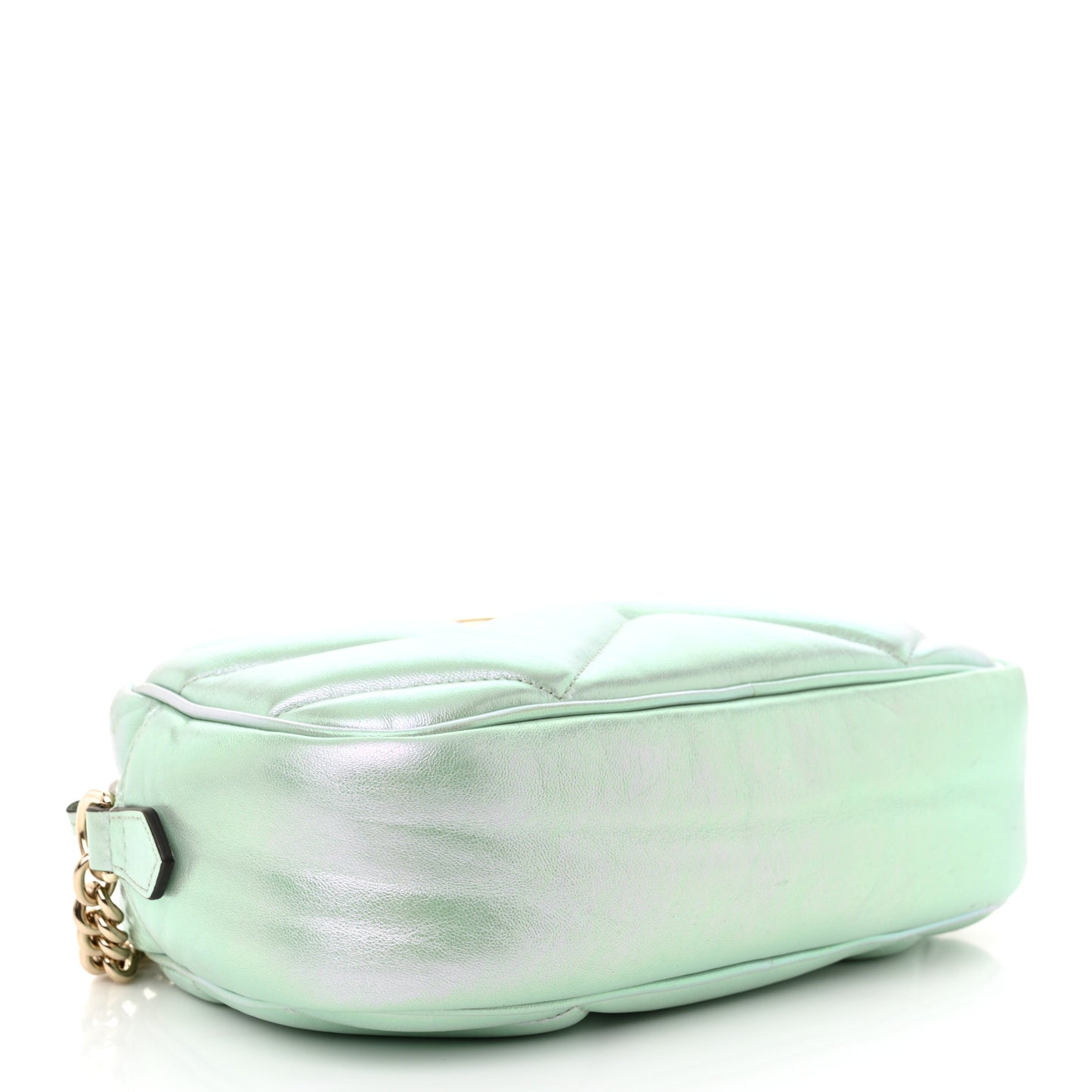Iridescent Nappa Chevron Matelasse Small GG Marmont Chain Shoulder Bag Iridescent Salvy Green