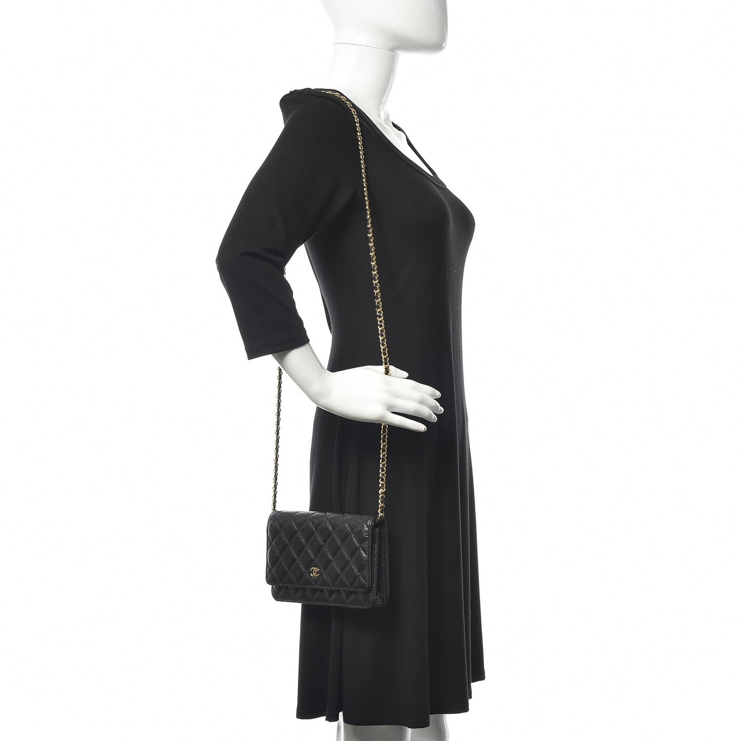 Caviar Quilted Wallet On Chain WOC Black