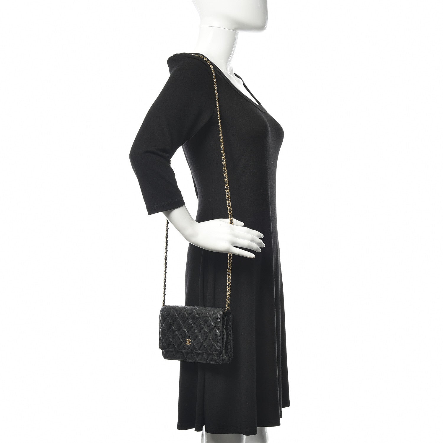 Chanel Caviar Quilted Wallet On Chain WOC Black 2 of 12