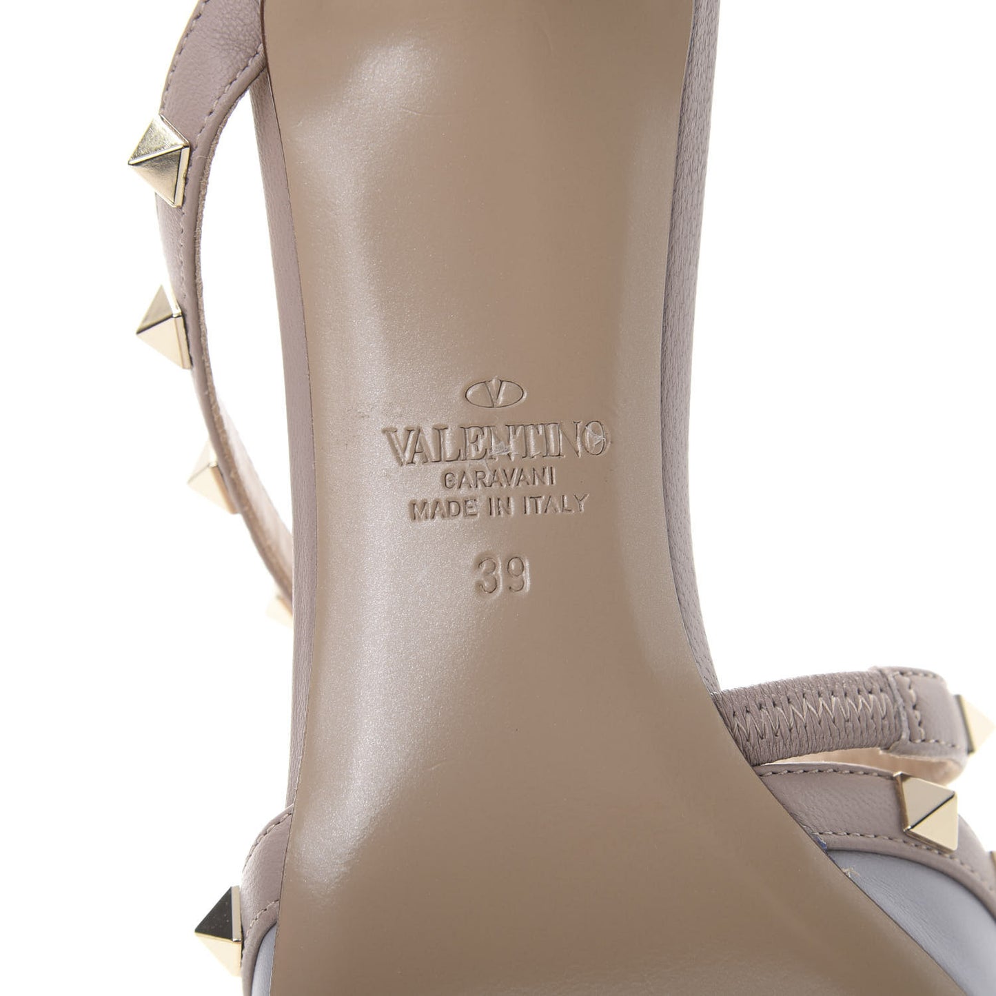 Calfskin Nappa Rockstud Cross Strap 50mm Mules 39 Pastel Grey Poudre