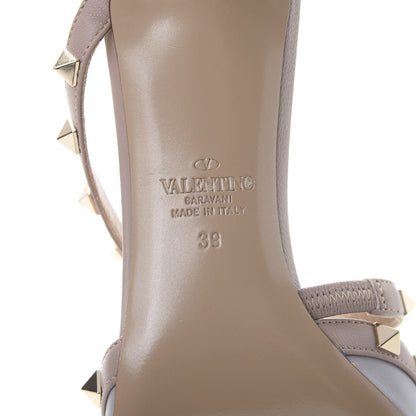 Valentino Garavani Calfskin Nappa Rockstud Cross Strap 50mm Mules 39 Pastel Grey Poudre 7 of 12