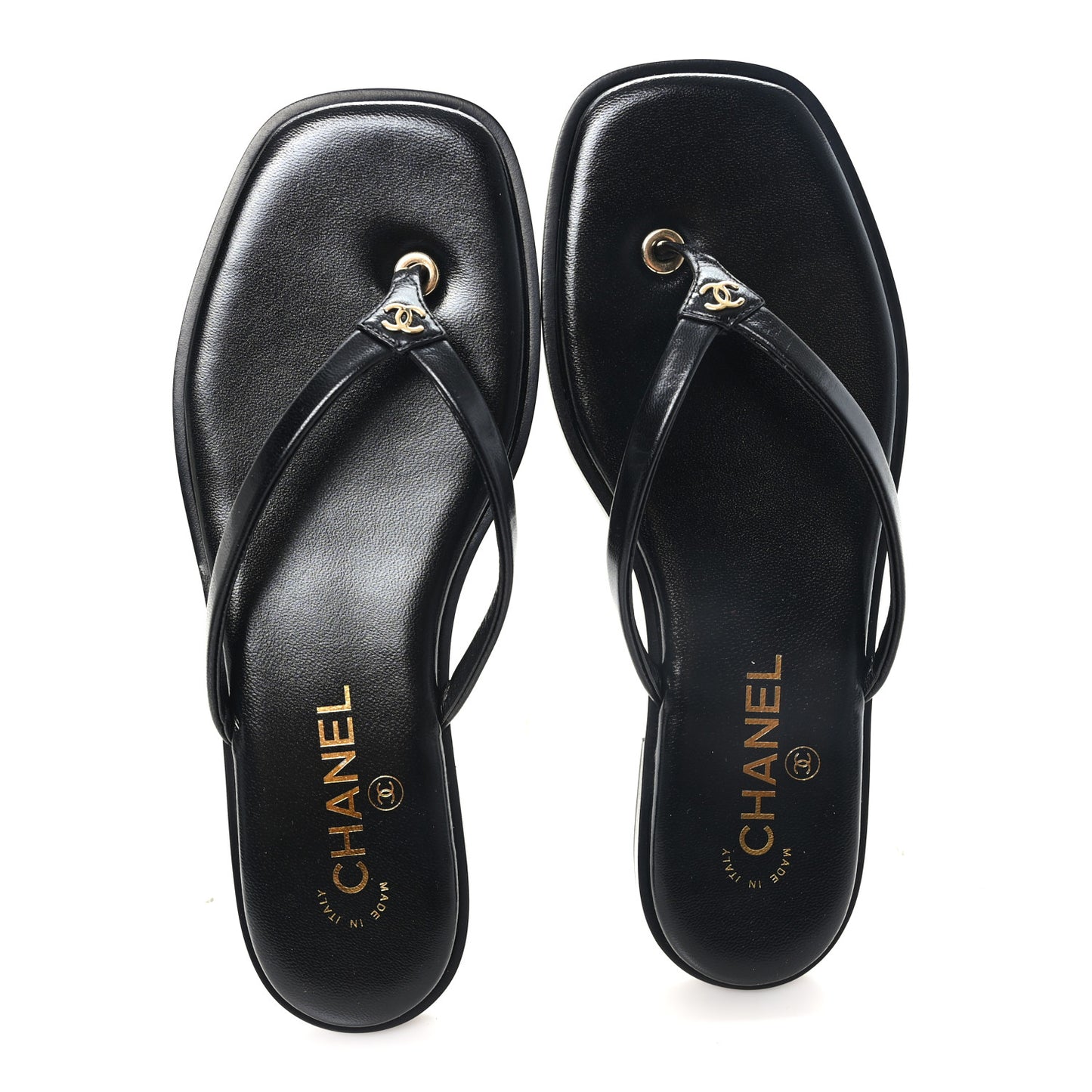 Goatskin Times Square Thong Sandals 38 Black