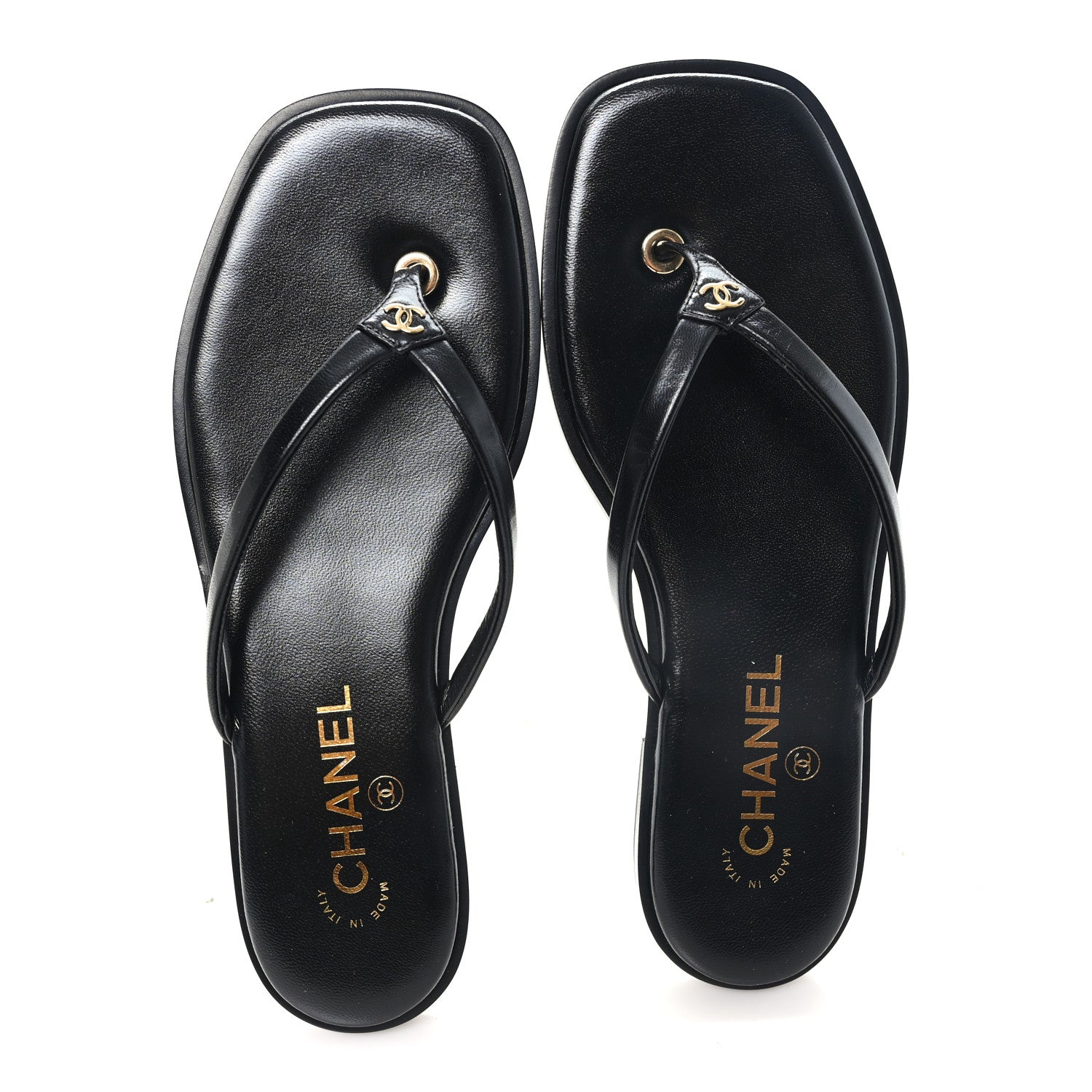 Chanel Goatskin Times Square Thong Sandals 38 Black 2 of 10