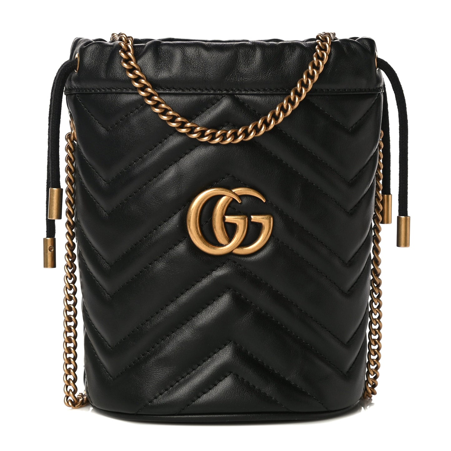 Calfskin Matelasse Mini GG Marmont 2.0 Bucket Bag Black