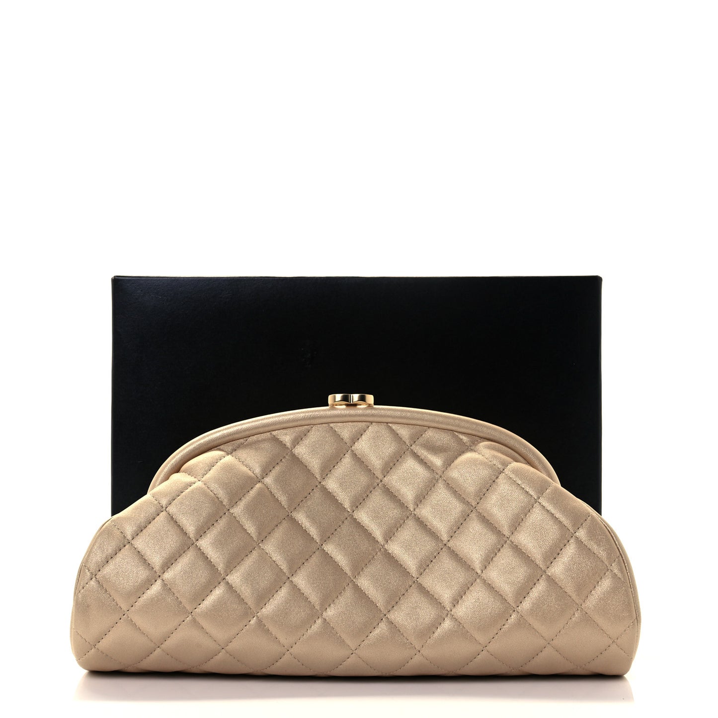 Metallic Lambskin Quilted Timeless Clutch Gold