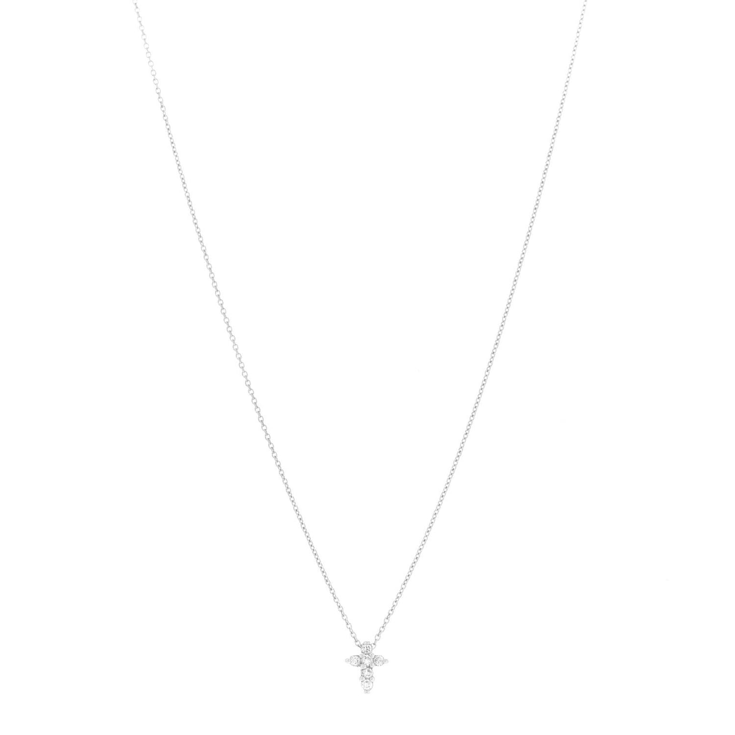 18K White Gold Diamond Tiny Treasures Baby Cross Pendant Necklace