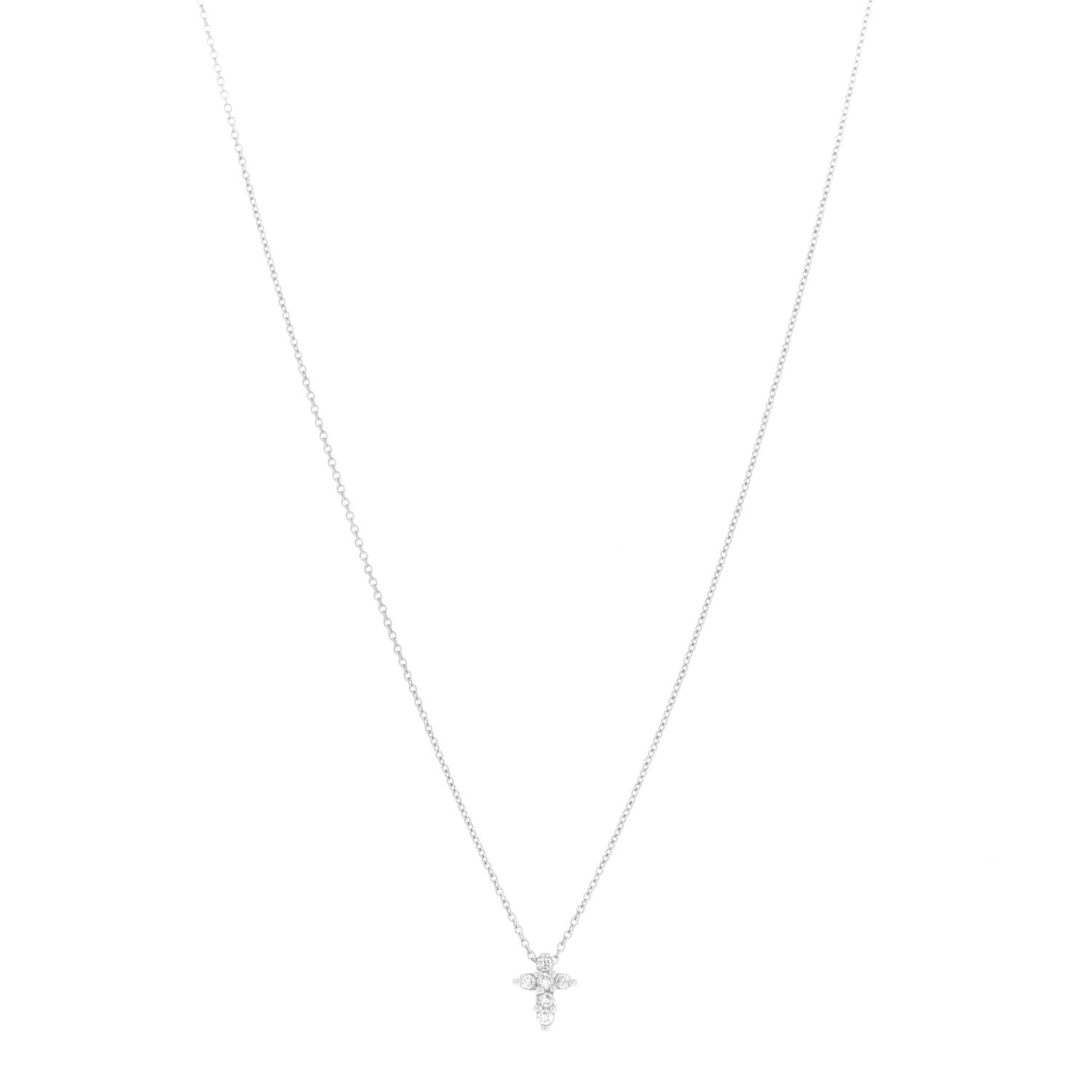 Roberto Coin 18K White Gold Diamond Tiny Treasures Baby Cross Pendant Necklace 1 of 5
