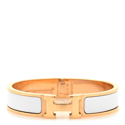 Hermes Enamel Narrow Clic Clac H Bracelet GM White 1 of 5