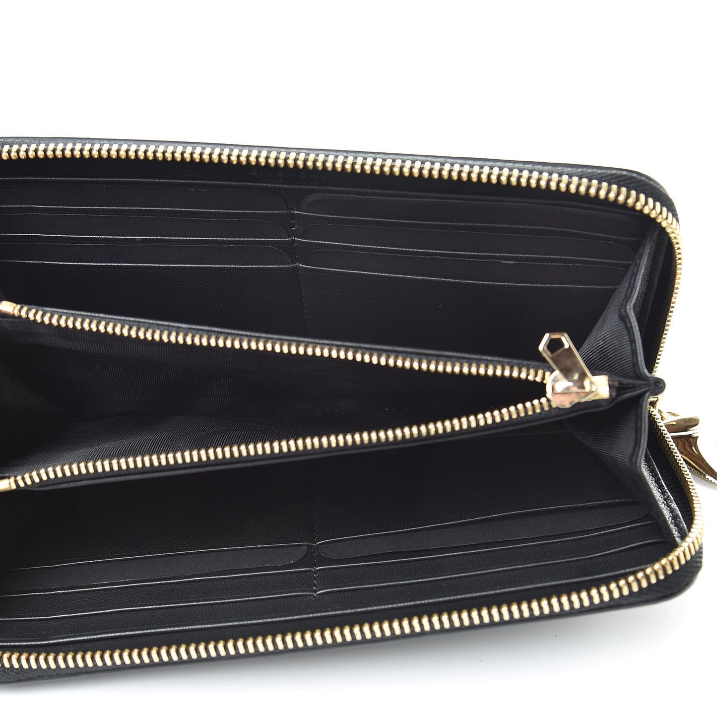 Lambskin Shark Lock Zip Around Wallet Black