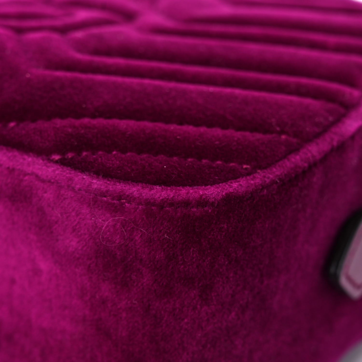 Gucci Velvet Matelasse Small GG Marmont Chain Shoulder Bag Fuchsia Violet Cyclamen 12 of 13