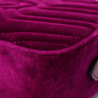 Gucci Velvet Matelasse Small GG Marmont Chain Shoulder Bag Fuchsia Violet Cyclamen 12 of 13