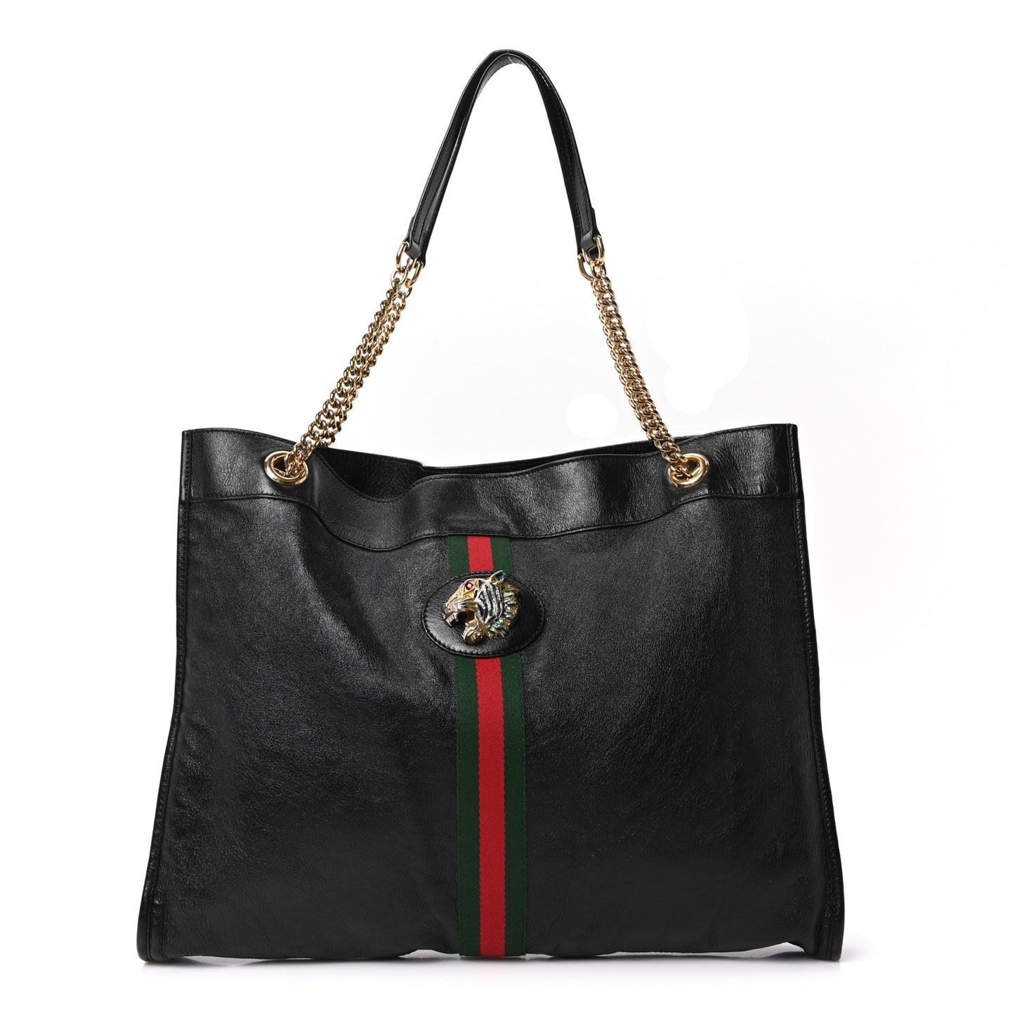 Calfskin Large Rajah Chain Tote Black